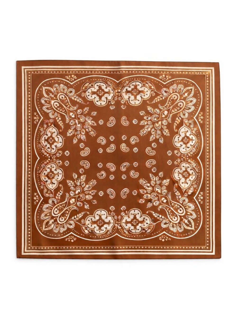 Caramel Brown Satin Paisley Scarf Bandana 26x26 Western Cowgirl Wild Rag
